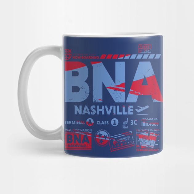 Vintage Nashville BNA Airport Code Travel Day Retro Travel Tag by Now Boarding
